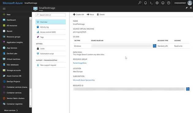 Create a VM from the Azure portal